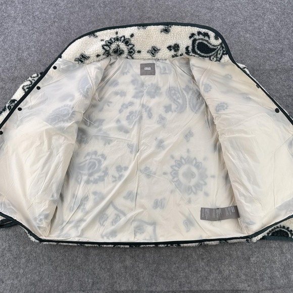 Kith Pinehurst Sherpa Fleece Jacket Men Large White Paisley Snap Bomber Kith Kin - Picture 9 of 12
